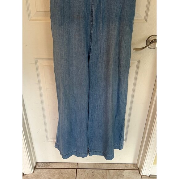 Madewell Blue Chambray Sleeveless Denim Wide Leg Romper Jumpsuit Size 12 - Picture 3 of 8